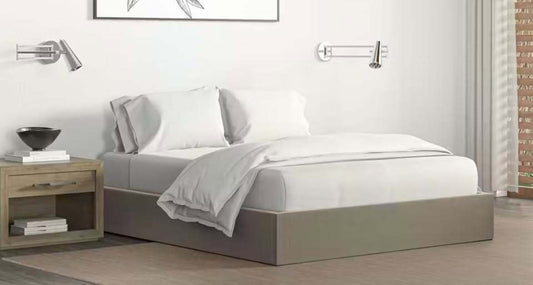 Saatva - Halle Storage Platform Bed, Cal King, Taupe Vintage Velvet