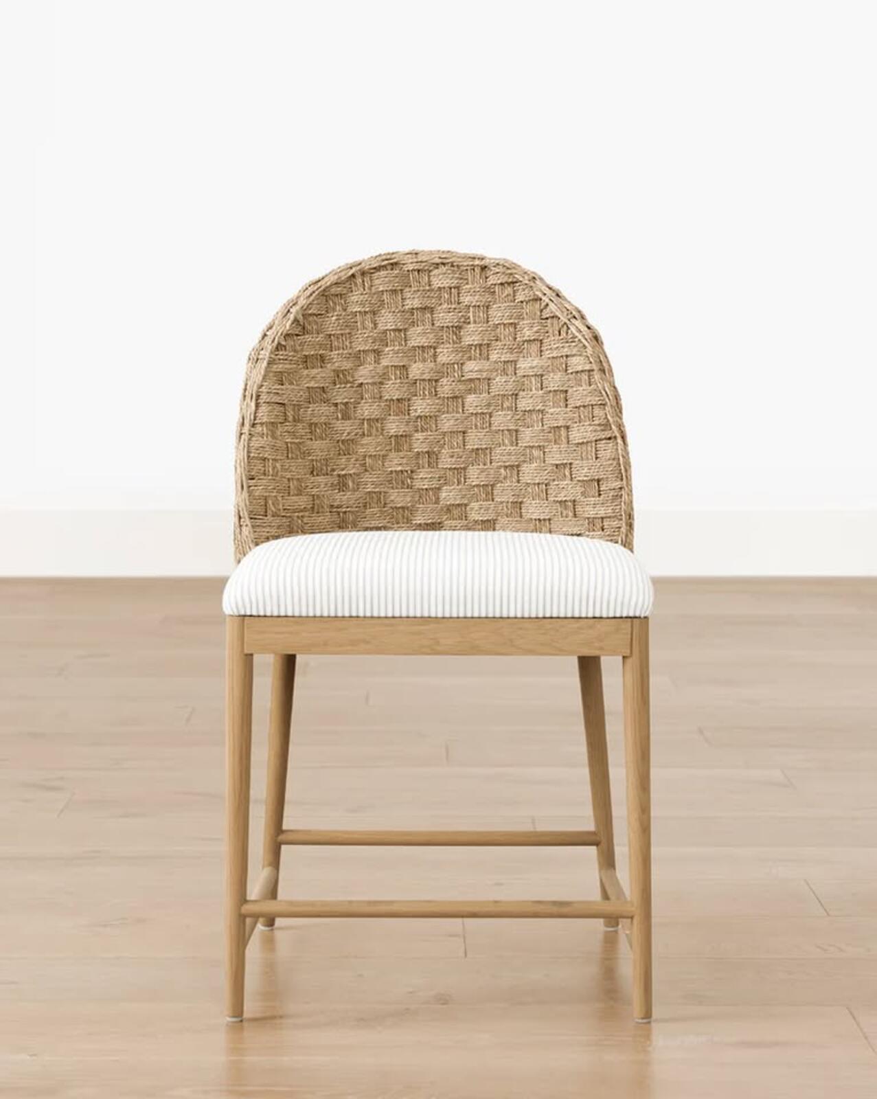 McGee & CO - Molly Dining Chair-Taupe Perennials Oxford Stripe-Heritage White Oak