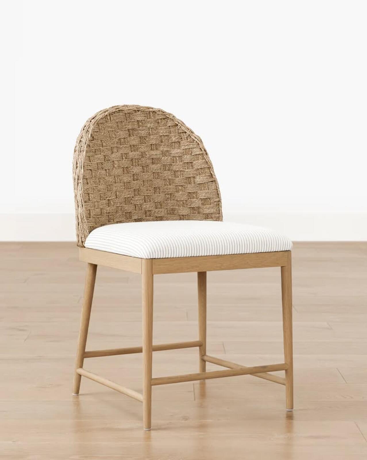 McGee & CO - Molly Dining Chair-Taupe Perennials Oxford Stripe-Heritage White Oak