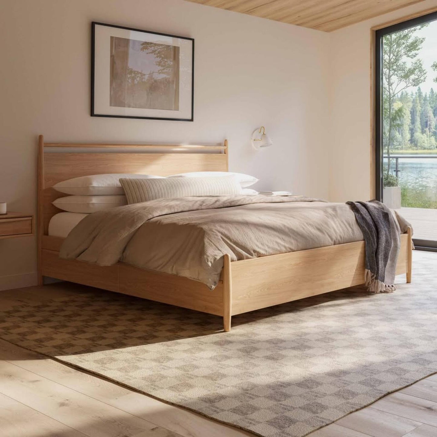 Article Lenia Panel White Oak King Storage Bed,  Like New, (5)