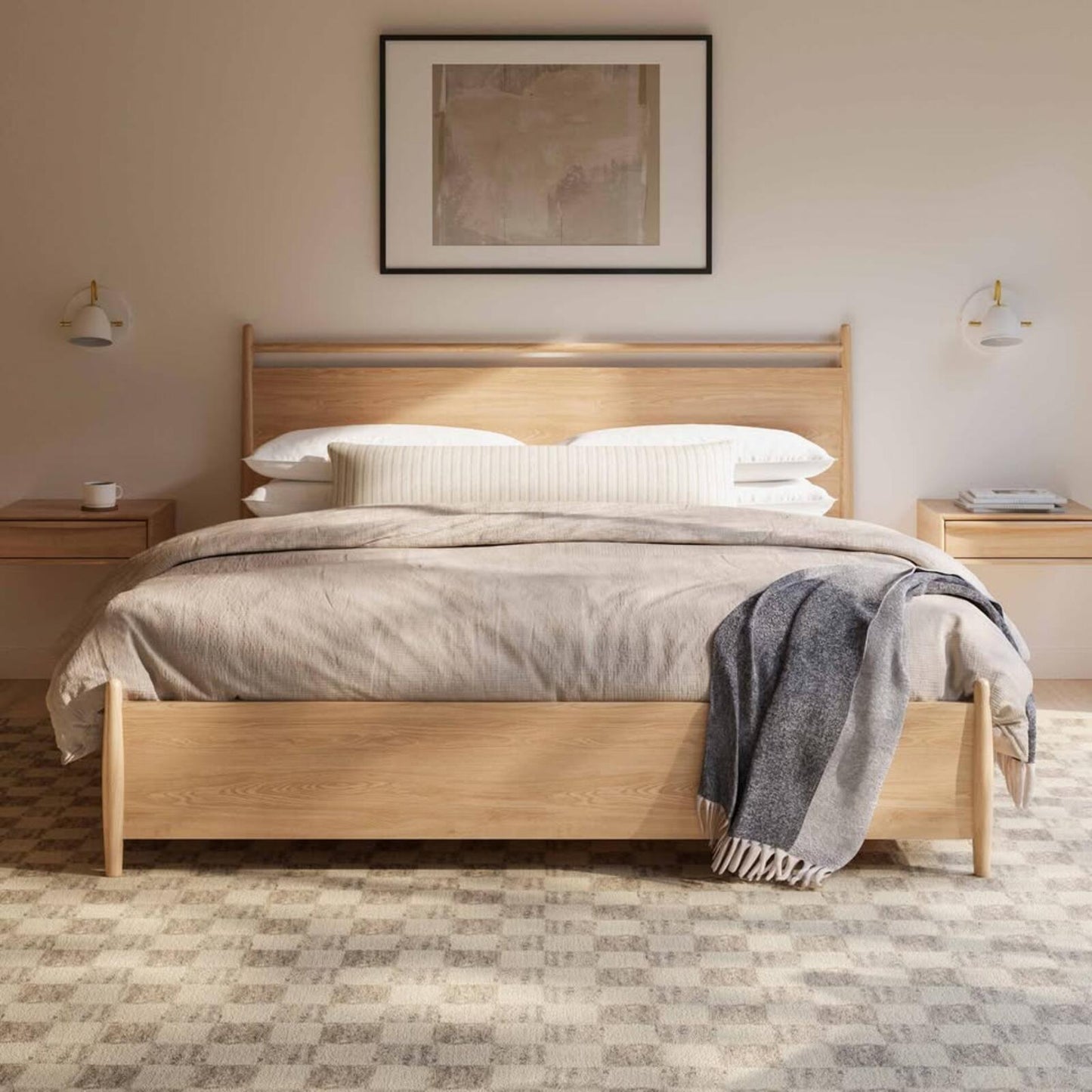 Article Lenia Panel White Oak King Storage Bed,  Like New, (5)